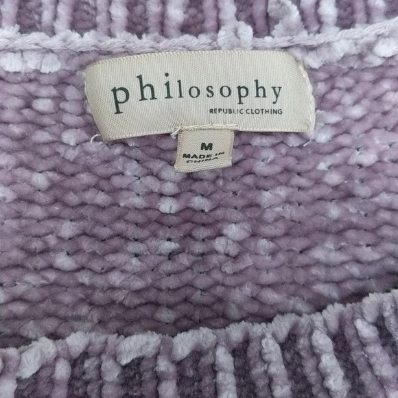Philosophy Lavender Purple Lilac Chenille Chunky Knit Sweater size Medium M - Picture 5 of 8